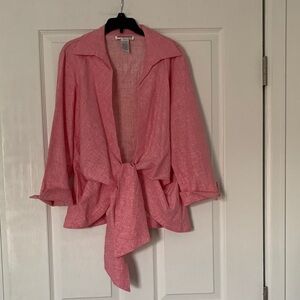 # 4/41 Pink Women's linen Blazer with Tie Front size S